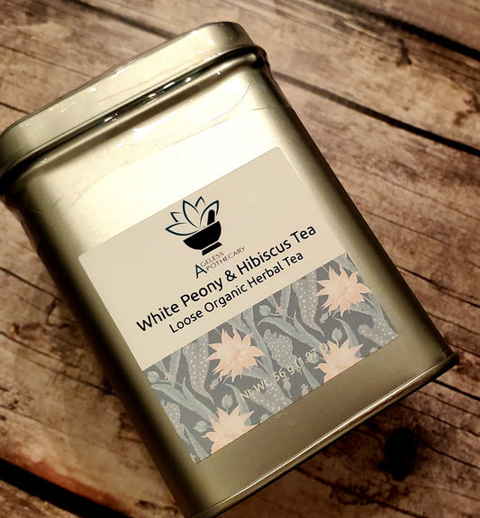 White Peony & Hibiscus Loose Tea with Strainer