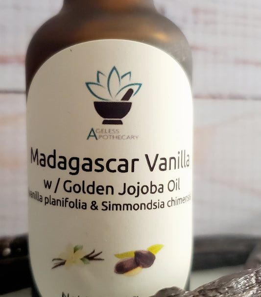 Madagascar Vanilla Bean Oil Infused in Golden Jojoba Oil (v. planifolia and Simmondsia)