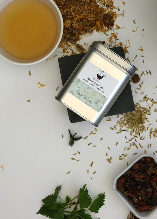 Nettle Zing Tea (Stinging Nettle Loose Tea Blend with Strainer)